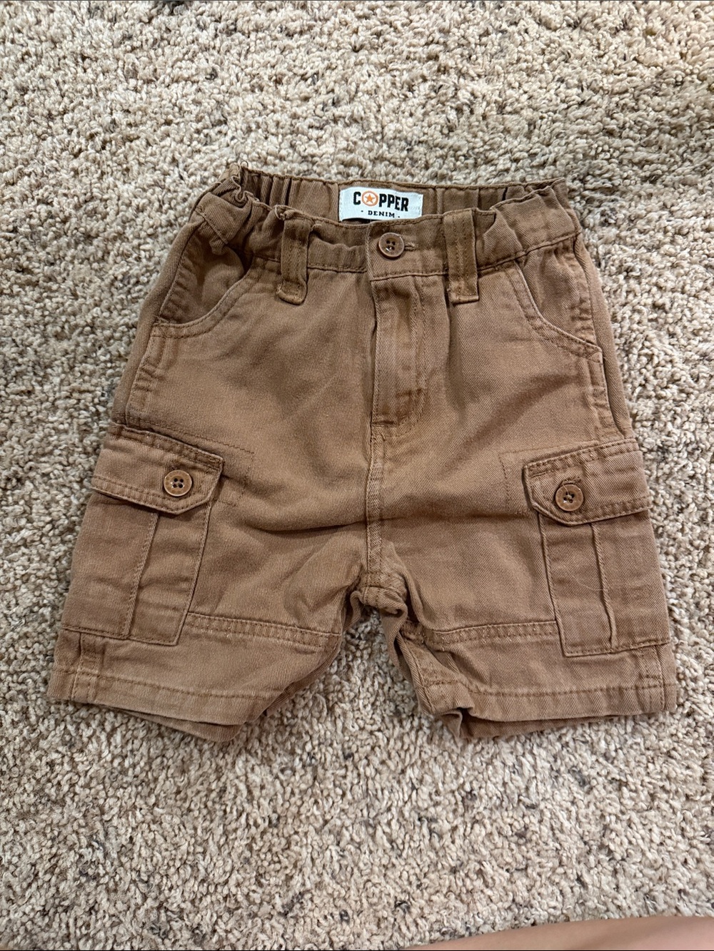 Copper Denim Kids Brown Cargo Shorts with Button Pockets